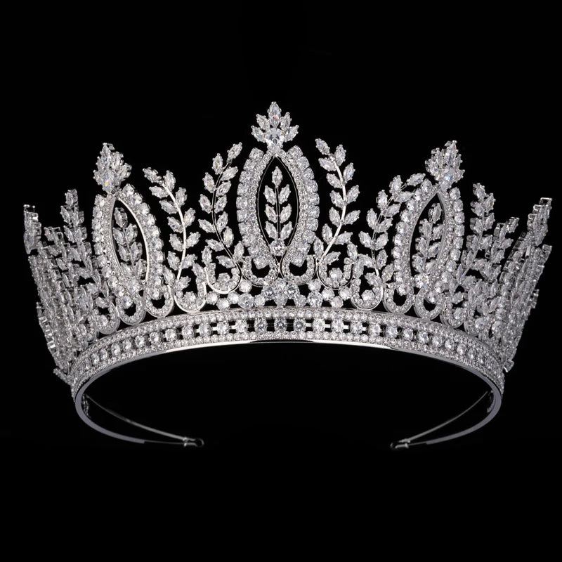 Echsio Pageant Crown Women Tiara Rhinestone Crystal Crown Wholesale Cubic Zircon Wedding Bridal Jewelry Hair Accessories BC5993