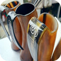 Custom made Experience Elegance Handcrafted Drinking Horn Mug. Ideal for beverages like ale mead or other festive drinks