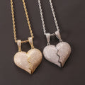 Personalized Love Pendant for Couples Heartbreak Pendant for Broken Hearts Full of Zircon Hip Hop Necklace