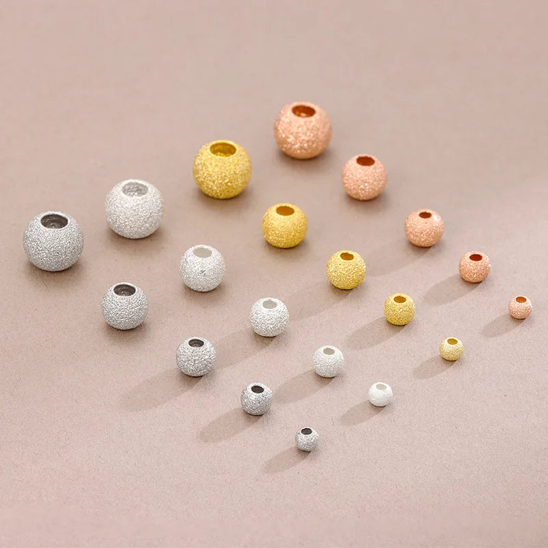 Wholesale S925 Sterling Silver Frosted Flash Sand Full Sky Star Sandust Loose Beads for DIY Jewelry Accessories