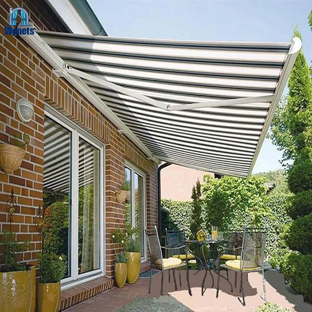 Electric Retractable Awning Motorized Full Cassette Awning Outdoor Sunshade with Rgb Light for Patio