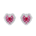 Top Quality 925 Sterling Silver Sparking Cz Wedding Jewelry Pink Heart Zircon Stud Earrings for Women