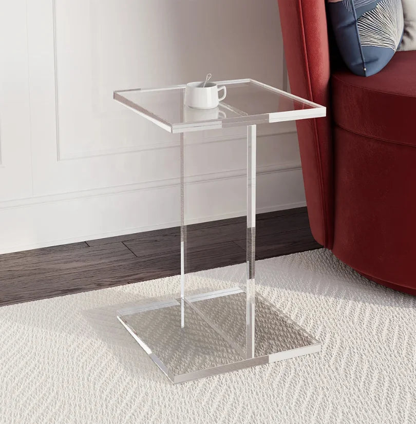 Customized Factory OEM  Modern Ins Bedside Table Square Clear Acrylic End Table Modern Side Table