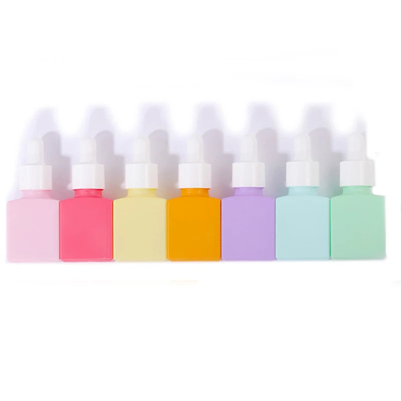 15ml & 30ml Pink Frosted Glass Dropper Bottles Square Plastic Serum Bottle Design with Pipette Colourful for Cosmetic Oil