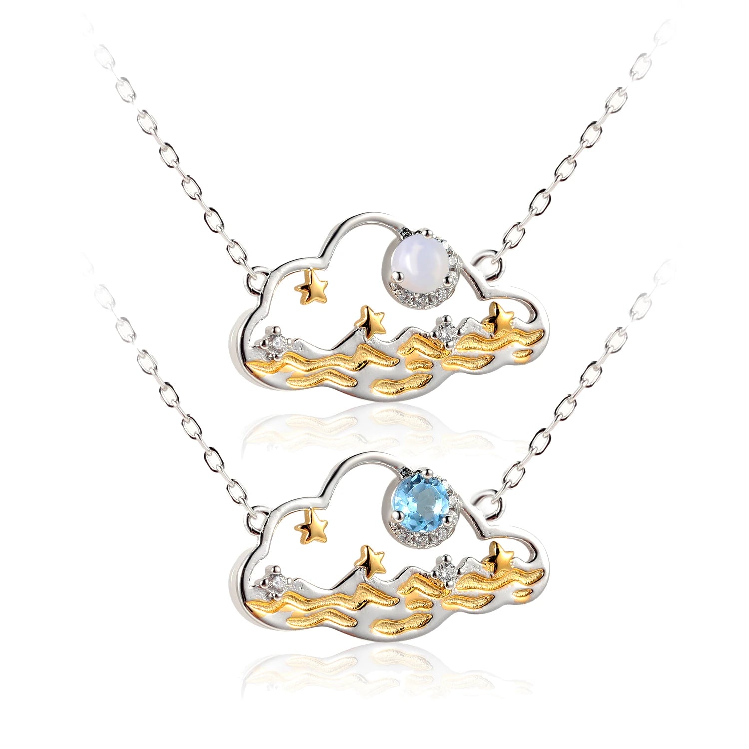 C8187 Abiding Fine Jewelry Cheap Star Natural Gemstone Waterproof 925 Sterling Silver Fashion Necklace
