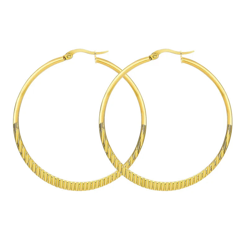 Wholesale 18K Gold Stainless Steel Women's Fashion Earrings Round Shape Fancy Fine Hoop Design for Women