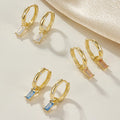 Dropshipping 925 Sterling Silver Polychrome Rectangle Diamond Cubic Zircon Hoop Earring Jewelry for Women