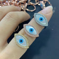 Marquise Evil Eye Rings Women Crystal Zircon Sea Shell Adjustable Zircon MOP Pearl Shell Open Finger Rings Jewelry