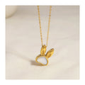 Gold Color Fashion Cute Jewelry 2024 Stainless Steel Natural Shell Rabbit Pendant Necklace for Women