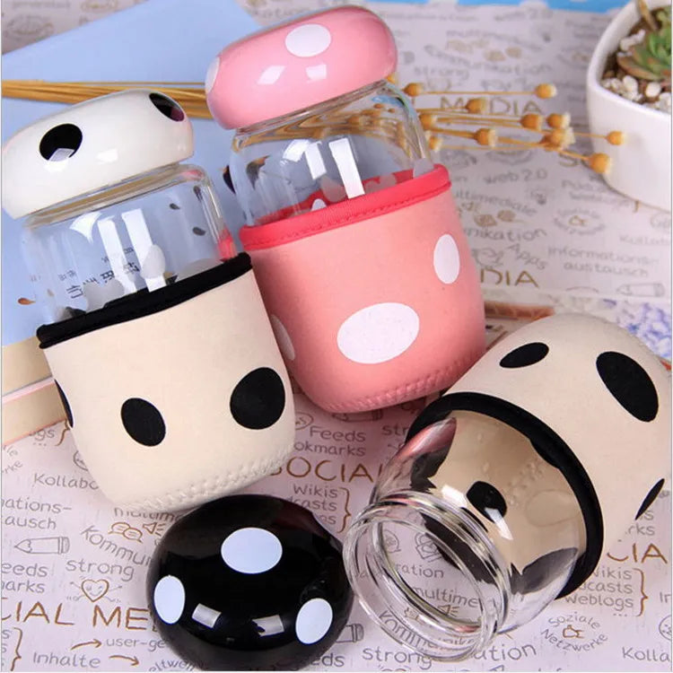 Cheap Cute 300ml Mini Portable Milk Juice Water Bottle Infuser Glass Drinking Water Bottle With Sleeve