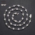 Iced Out Beaded Necklace 18K Gold Plated 5A CZ Shiny 6mm Ball Chain Hip Hop Jewelry Men's Necklace