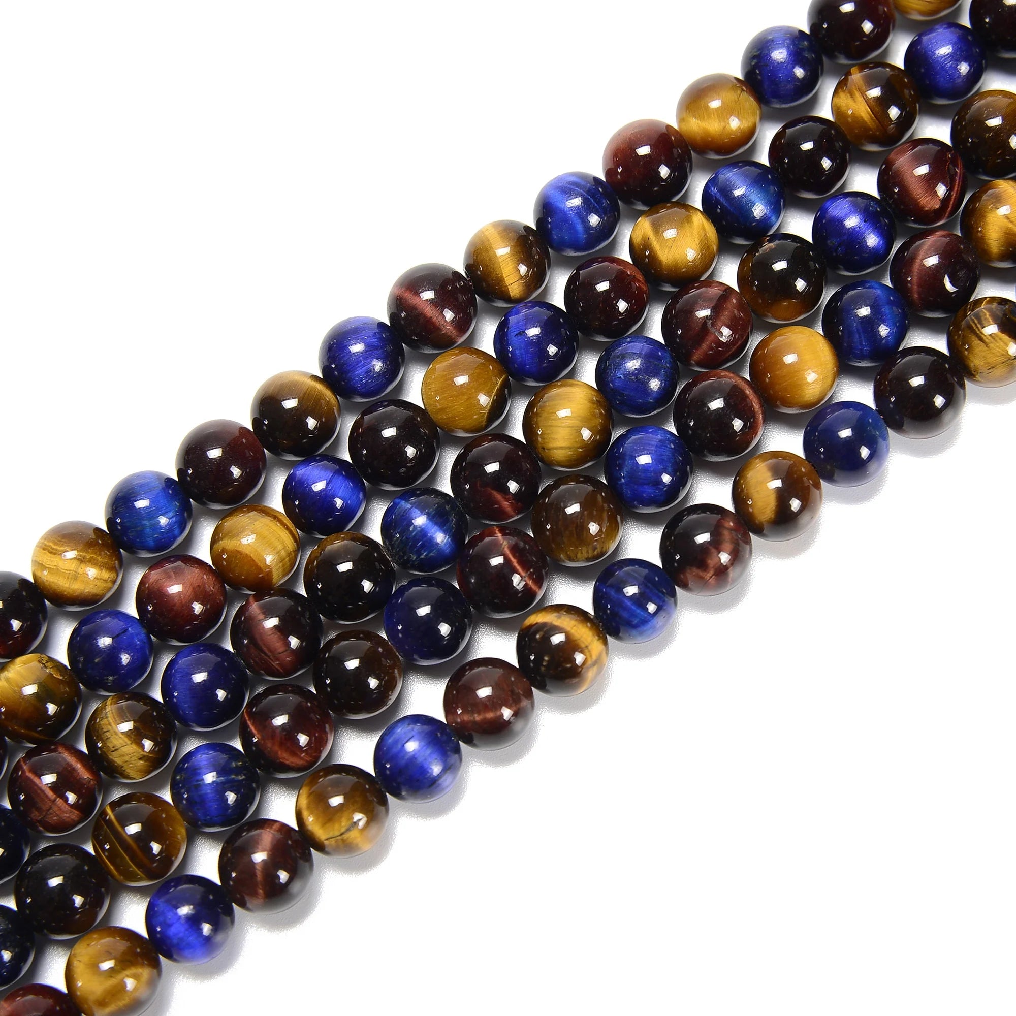 Multi Color Tiger Eye Smooth Round Gemstone Loose Beads Size 6mm 8mm 10mm for Jewelry Making