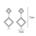 Korean Brass with Silver Plated Geometric Metal Ring Rhombus Dangle Drop Earrings Women Popular