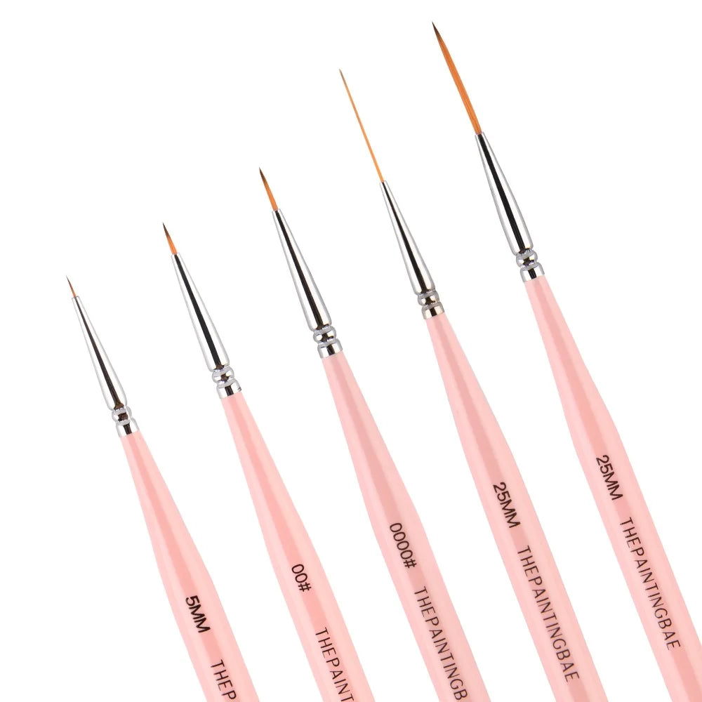 USA in Stock Professional Liner Striping Thin Nail Liner Brushes 5pcs 5mm 7mm 9mm 25mm for Nail Art UV Gel Painting