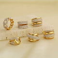 YF6262 New Exaggerated Stainless Steel Line Design Jewelry 18k Gold Plated Waterproof Wide Double Layered Zircon Women Ring