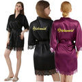 Custom Gilding Logo Summer Wedding Robes for Bride and Bridesmaids Lace Bridesmaid Gown for Bridal Party