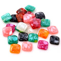40pcs/lot 12mm Square Resin Built-in Shell Cabochons Mixed Color Flat Back Cabochon Setting Supplies for Jewelry Finding