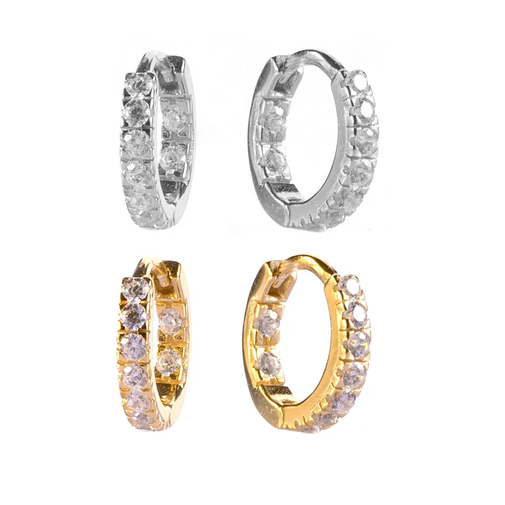 FUAMAY Fashion Jewellery 18kt Gold Vermeil Cubic Zirconia Huggie Hoop Earrings
