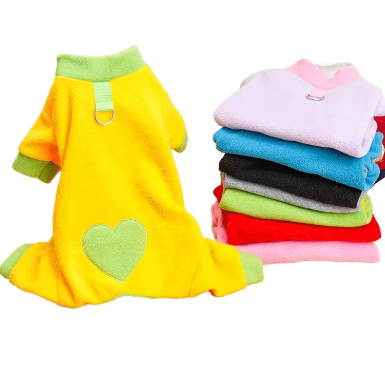 New Pet Clothing Fleece Dog Four-legged Clothes Cute Small Dog Clothes with Traction Buckle