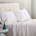 Pure Bamboo 100% Organic Luxury Cooling King Size Bed Sheets 4 Piece Set Modern Style Double Stitching Solid Pattern