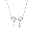 Wholesale S925 Sterling Silver INS Wind Zircon Bow Pendant Charm Heart Jewelry Gift