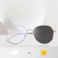 Ready Stock New Hot Sale Computer Glasses Women Metal Round Frame Low Price Blue Light Photochromic Glasses 2020