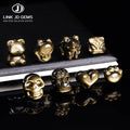 JD Natural Stone Gold Obsidian Carved Bead Nine-Tailed Fox Pixiu Flower Skull Shape Charm Beads With Hole for Jewelry Making