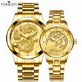 FNGEEN S666 Couple Watch Luxury Dragon Clock Male Steel Business Casual Quartz Waterproof Watches Women Men Wrist Reloj Hombre
