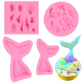 Marine Theme Fondant Silicone Mold Seashell Conch Mermaid Tail DIY Handmade Baking Tools for Mermaid Theme Cake Decoration