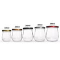 100ml 200ml 250ml 300ml 380ml Empty Yogurt Honey Dessert Glass Container Clear Pudding Glass Jars with Metal Caps