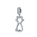 Fashion Sweet Cat Animal Dangle Charm 925 Sterling Silver Zircon Beads Fit Original DIY Bracelet Silver 925 Jewelry SCC1162