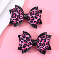 CN 3Inch Boutique Classic Glitter Hair Bow Ribbon Leopard Print Hair Clip for Little Kids Girls
