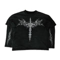 Men's Oversized Patchwork Fleece Cotton Long Sleeve T-Shirt Custom High GSM Solid Pattern Knitted Fabric 220 Grams Loose Blank
