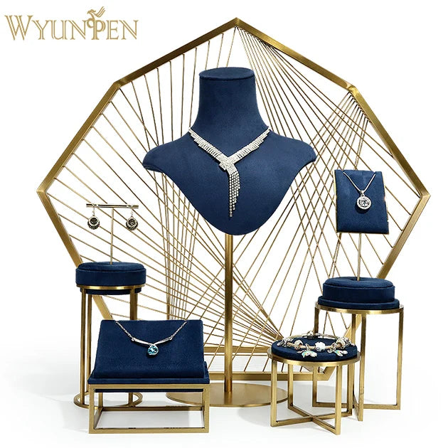WYP Blue  Jewelry Display Model Display Props Fashionable and Exquisite Jewelry Display Props Set Counter Bracelet Tray