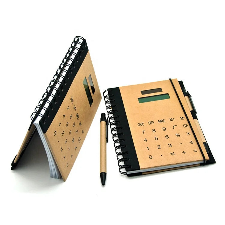Electronic Notebook Calculator Pen Promotional Gift Customized Private Label logo 8 Digit Solar Power Notepad Calculator