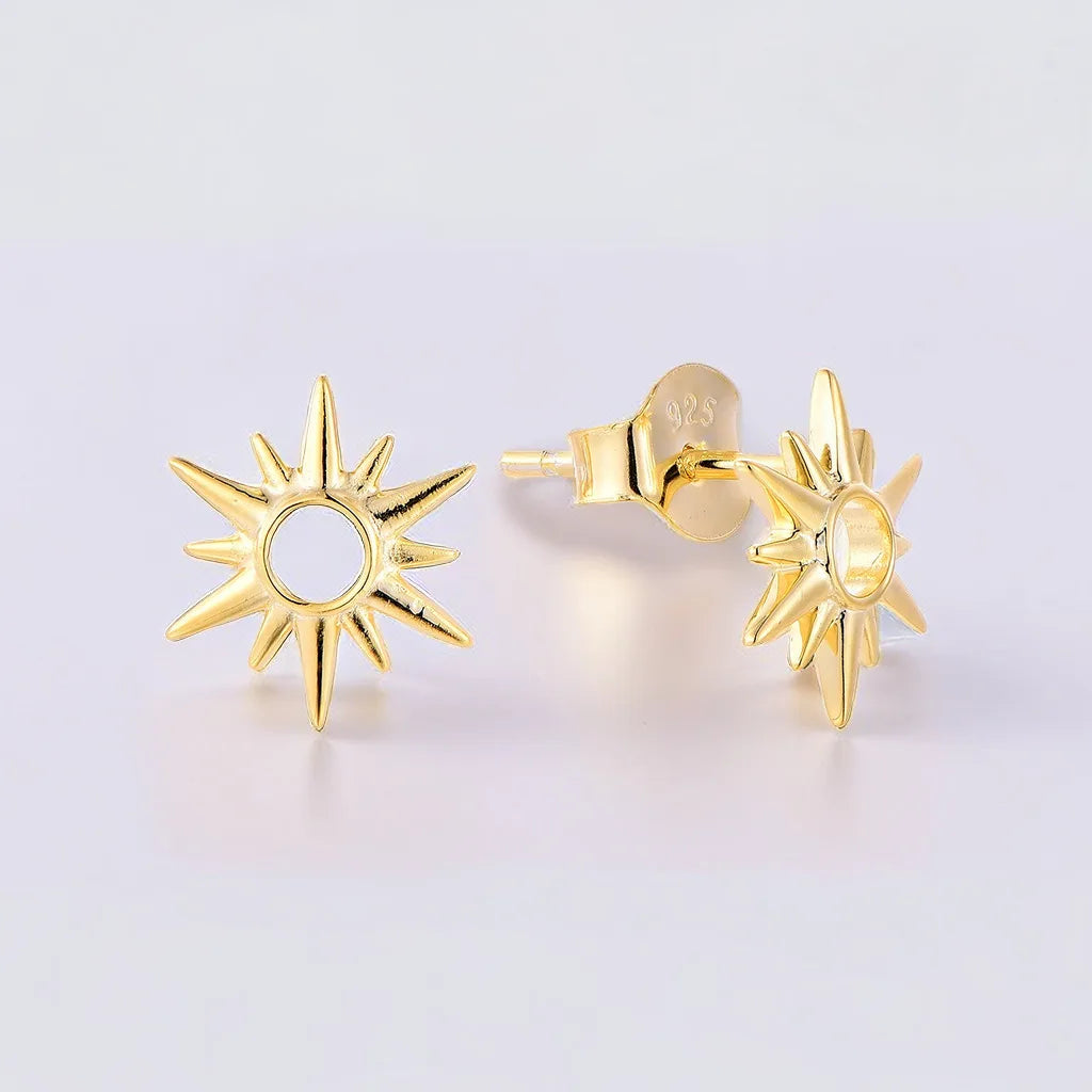 QX Custom OEM 925 Sterling Silver Ins Vintage Cute Minimalist Star 18K Gold Plated Stud Earring Fine Jewelry for Women