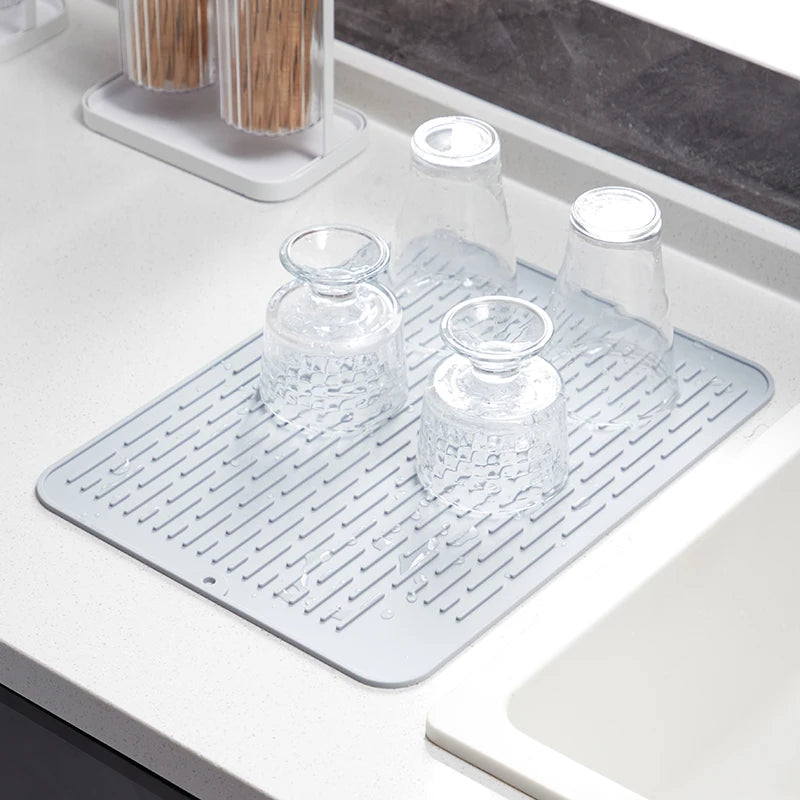 HOT SALE Heat Resistant Mat Dish Drain Mat Kitchen Dishes Silicone Dish Drying Antibacterial Mats or Multiple Usage