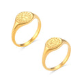 Custom Female Jewelry 18K Gold Plated Signet Ring Stainless Steel Moon Sun Goddess Couple Ring