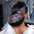 Handmade Protein Resin Rhinestone White 3D Flower Hair Accessories Headpiece Headband Bridal Hair Comb for Wedding