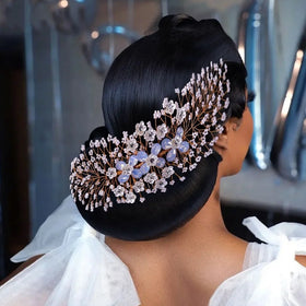 Handmade Protein Resin Rhinestone White 3D Flower Hair Accessories Headpiece Headband Bridal Hair Comb for Wedding