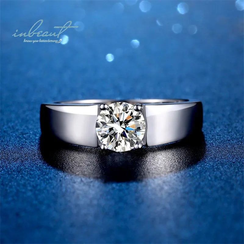 New Popular Silver 925 Original Brilliant Cut 0.5-1 Carat Diamond Test Past D Color Moissanite Wedding Ring for Men Fine Jewelry