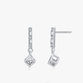 Ailmay Real 925 Sterling Silver Classic Swing Sparkling CZ Dangle Ear Drop Earrings for Women Wedding Engagement Jewelry Gift