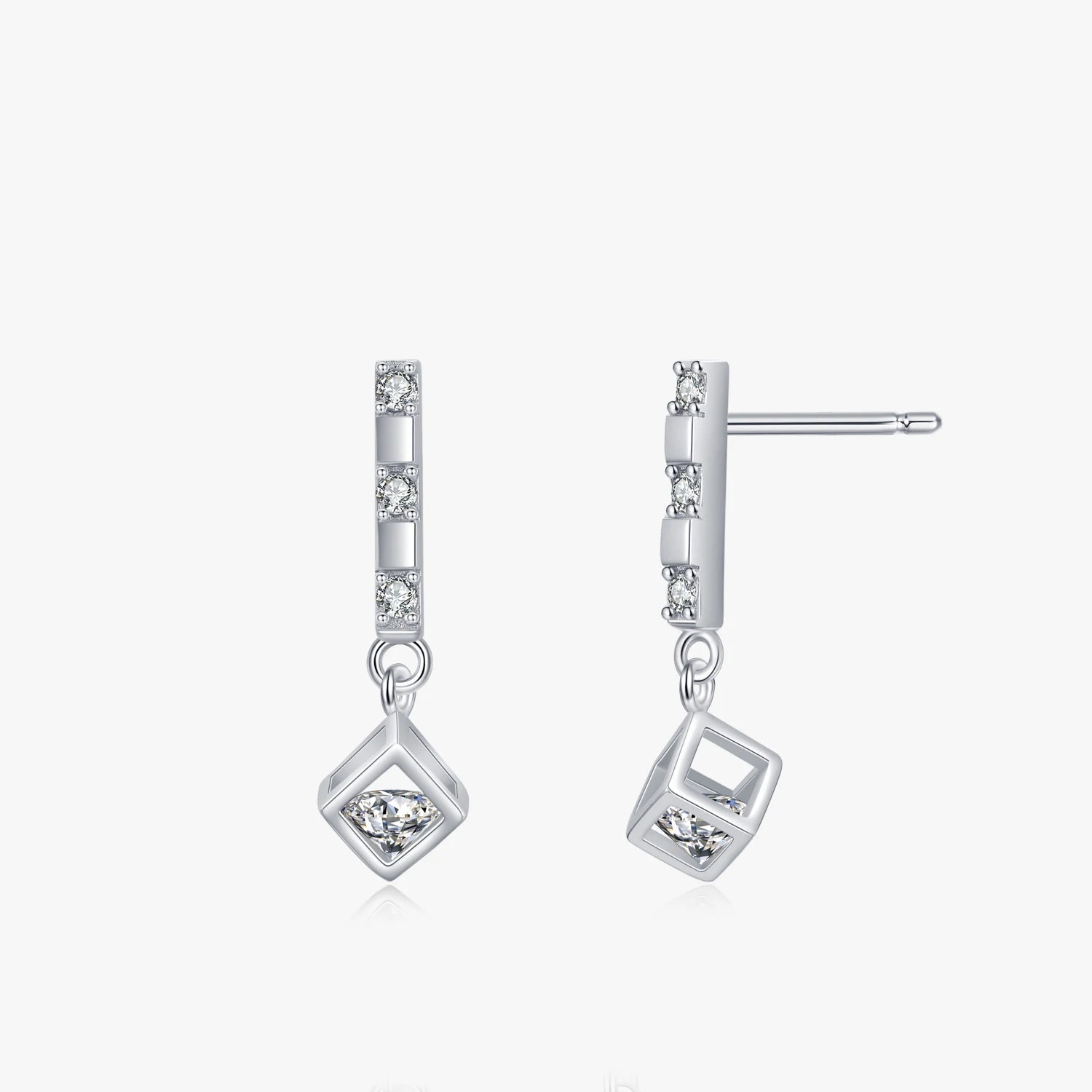 Ailmay Real 925 Sterling Silver Classic Swing Sparkling CZ Dangle Ear Drop Earrings for Women Wedding Engagement Jewelry Gift
