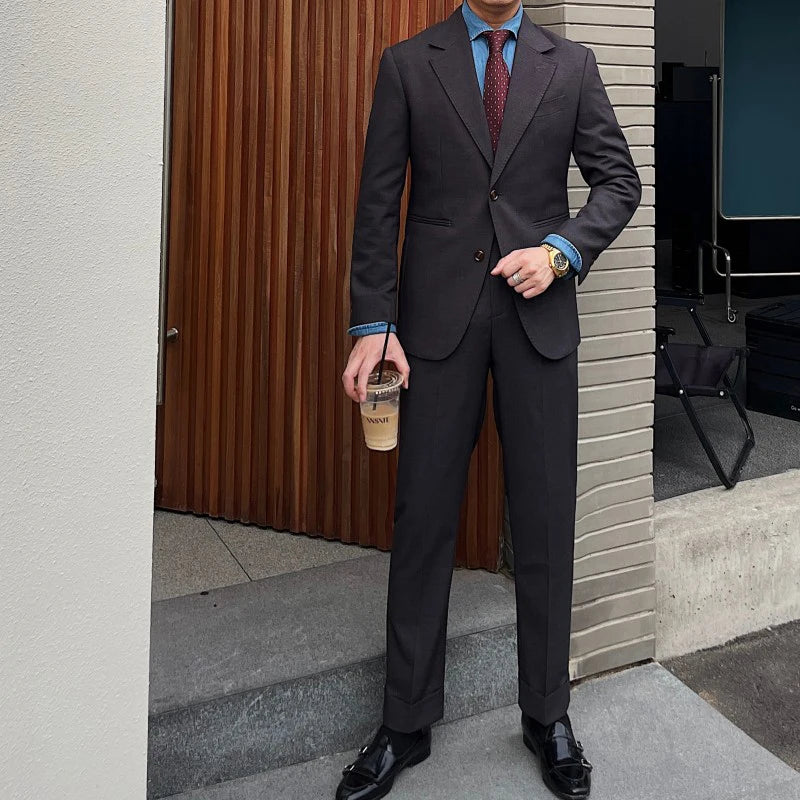 High Quality Men Suit Slim Fit Italian Classic Men's Suit Light Luxury and High Texture Formal Suit