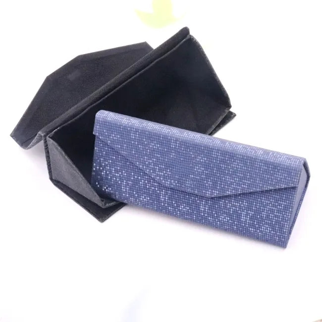 Wholesale Custom logo Eyeglasses case with Box Triangle Folding Luxury Magnetic Leader Sunglasses case with Red Sunglasses case