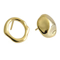 18K Gold Geometric Round Mismatch Stud Earrings for Women 925 Sterling Silver Statement Earring Custom Fine Designer Jewelry