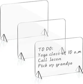 3 Pack Acrylic Dry Erase Board and Marker Glass Alternative Small Writing Whiteboard with Stand for School Office Home