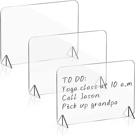 3 Pack Acrylic Dry Erase Board and Marker Glass Alternative Small Writing Whiteboard with Stand for School Office Home