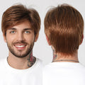 Fast Delivery Brown Men's Short Wig Layered Natural Hair Fluffy Side Part Synthetic Wig Heat Resistant Party Cosplay Wig