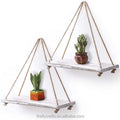 Solid Wood Floating Shelves with Wooden Rope Rustic Wall Hanging Shelves for Home Decor One Layer for Living Room Furniture